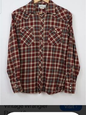 Wrangler Vintage Burgundy Flannel Snap-Front Pearl Shirt